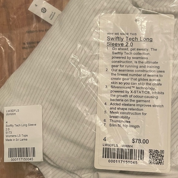 Lululemon 🤍🩶 Swifty Tech 2.0 long sleeve NWT Size 4 - Picture 6 of 6